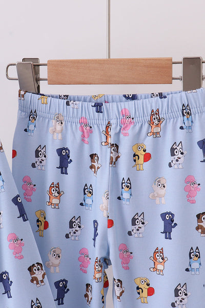 Premium blue character print bamboo pants set