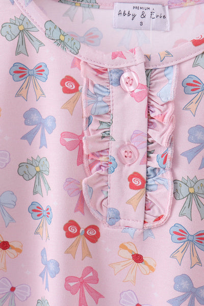 Premium whimsical bows bamboo pants set