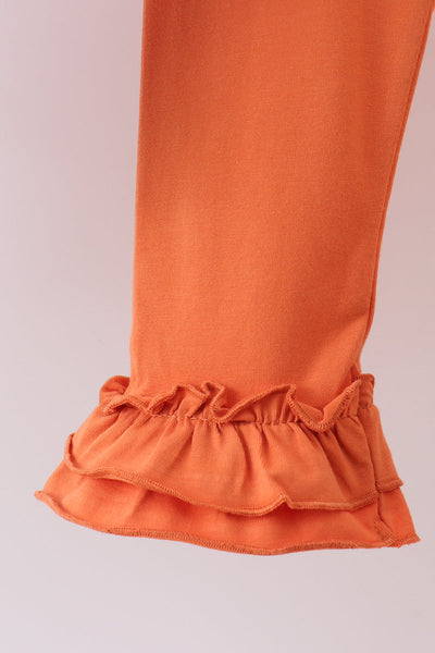 Premium orange turkey embroidery ruffle pants set