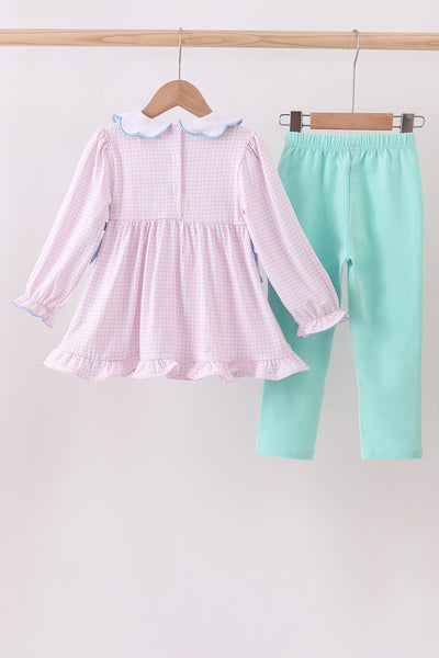 Premium turkey embroidery gingham pants set
