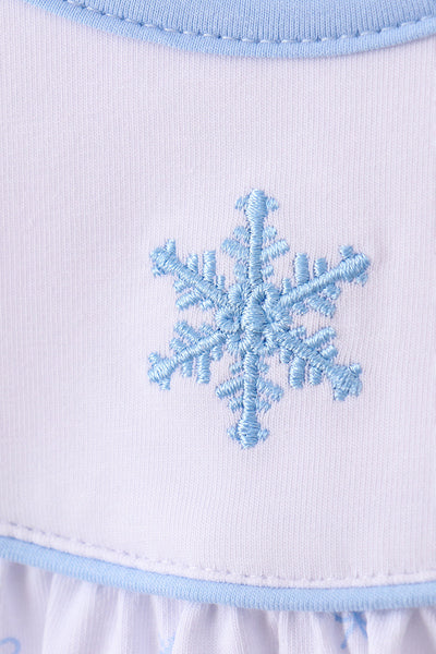 Premium blue snow bow embroidery bubble