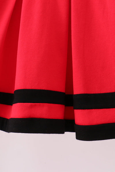 Premium Red Go Dawgs Georgia embroidery ruffle dress