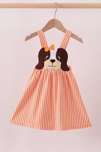 Premium orange Tennessee puppy applique dress