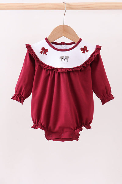 Premium Maroon Georgia bulldog bow embroidery bubble