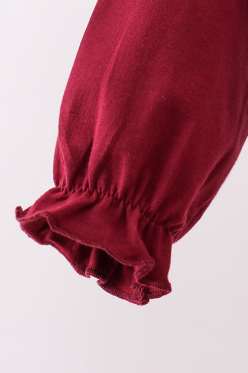 Premium Maroon Georgia bulldog bow embroidery bubble