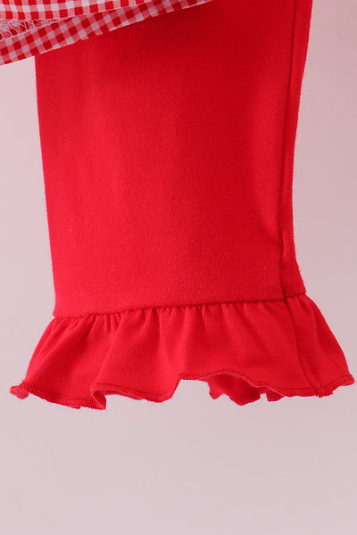 Premium Red Georgia bulldog embroidery ruffle pants set