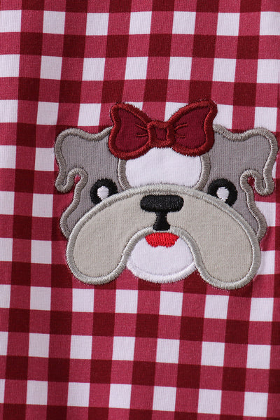 Premium Maroon Georgia bulldog gingham ruffle romper