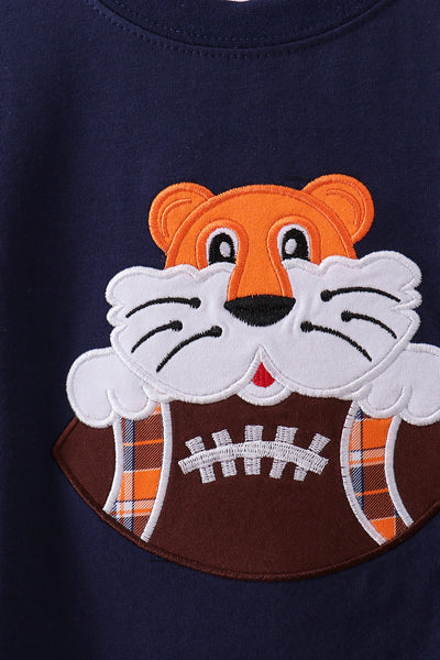 Premium Navy Auburn tiger applique top