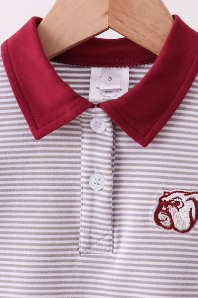 Premium Maroon Georgia stripe bulldog embroidery pants set