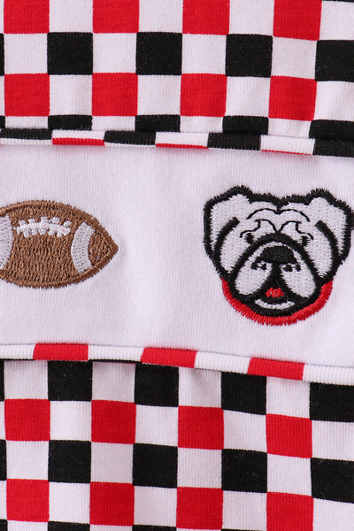 Checkered Georgia dog embroidery top
