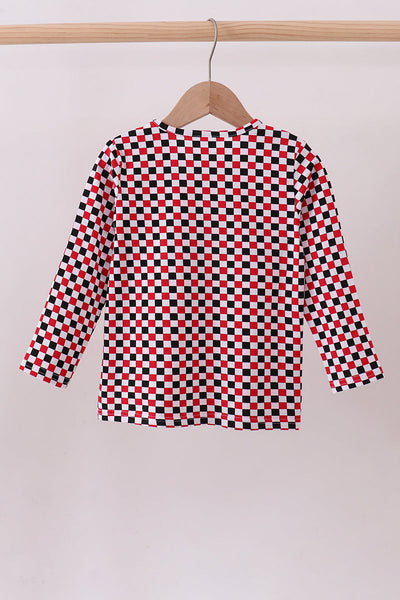 Checkered Georgia dog embroidery top
