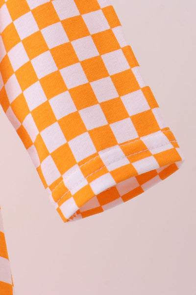 Orange Tennessee puppy bow embroidery checkered bubble