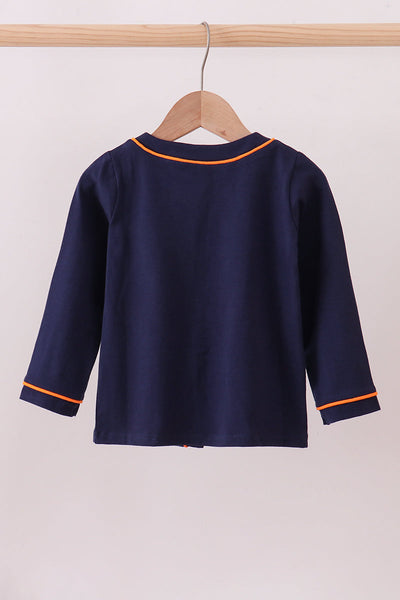 Premium Navy Auburn tiger embroidery cardigan