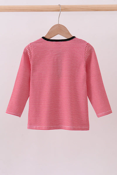 Premium Red Georgia bulldog embroidery stripe top