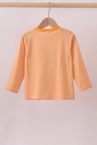 Premium Orange Tennessee embroidery gingham top