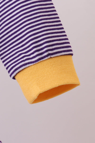 Premium Purple LSU stripe tiger embroidery dress