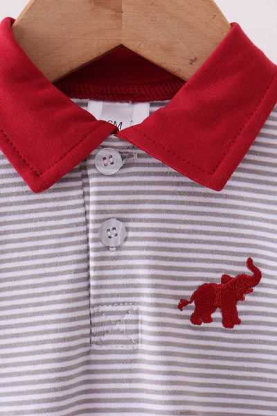 Premium Maroon Alabama elephant embroidery stripe bubble