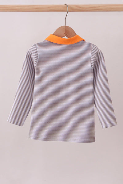 Premium Orange Tennessee stripe puppy embroidery button down shirt