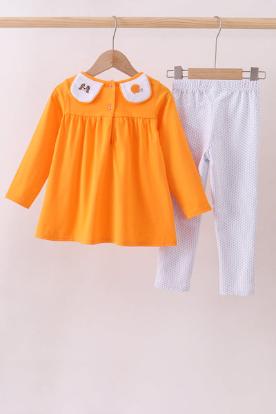 Premium Orange Tennessee puppy football embroidery pants set