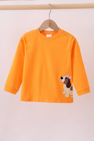 Premium Orange Tennessee puppy embroidery top