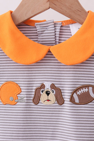 Premium Orange Tennessee stripe football embroidery skorts set