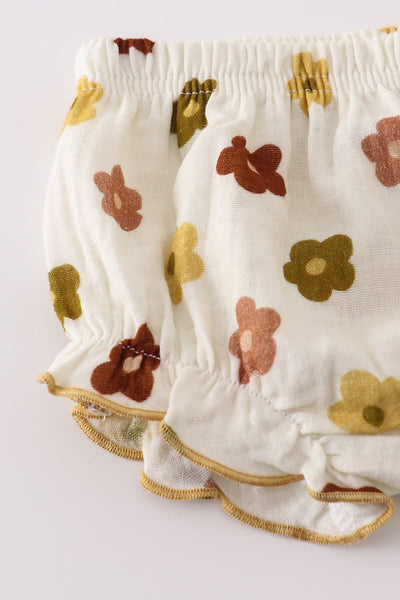 Premium Organic muslin floral smocked baby set