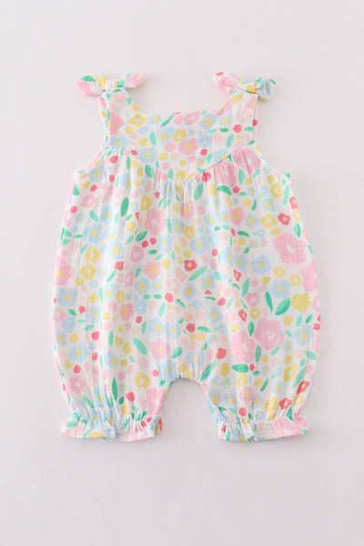 Premium Pink muslin leaves bow bubble