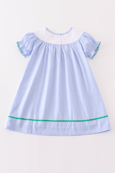 Premium Blue duck embroidery girl dress