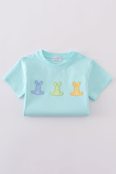 Premium mint bunny embroidery top