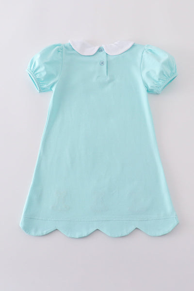 Premium Mint bunny embroidery dress