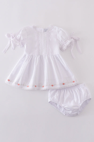 Premium white floral embroidery bloomer set