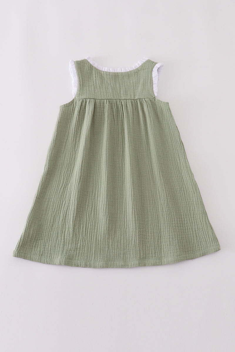 Premium sage ruffle dress