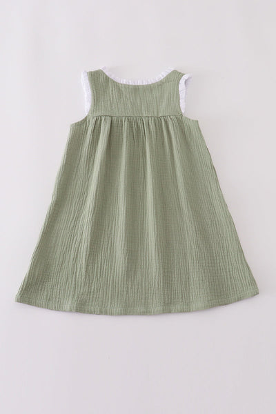 Premium sage ruffle dress
