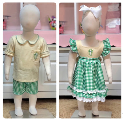 Green Gingham Grace Sibling Set