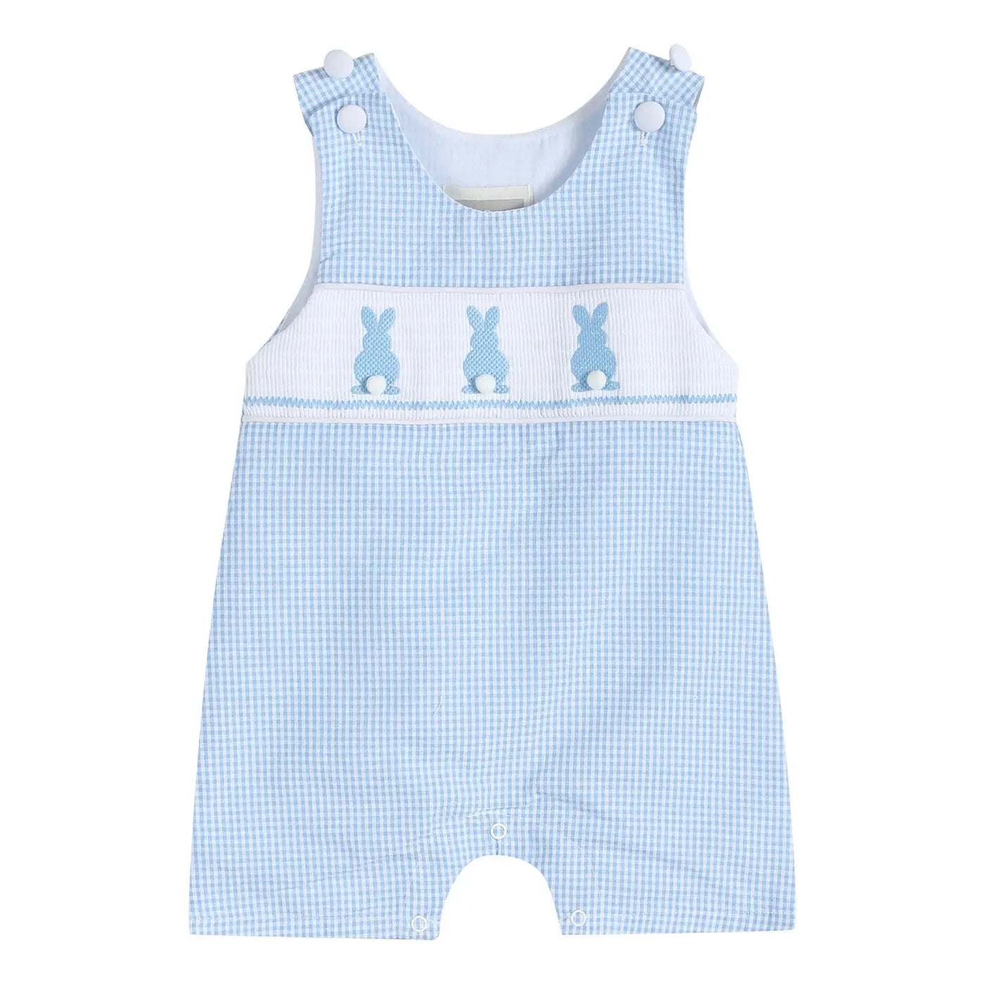 Blue Gingham Smocked Bunny Jon Jon