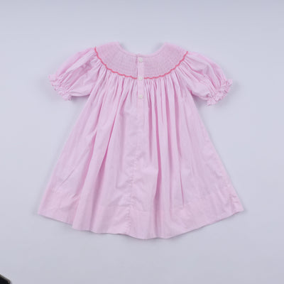 Pink christmas tree hand smocked dress