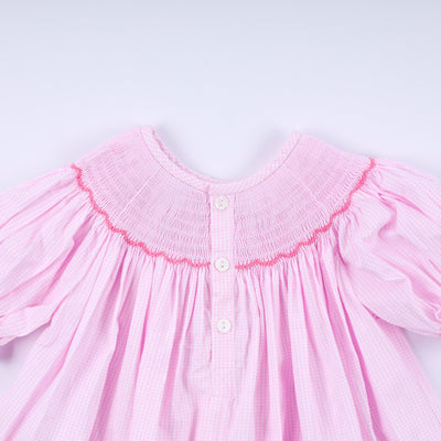 Pink christmas tree hand smocked ruffle pants set