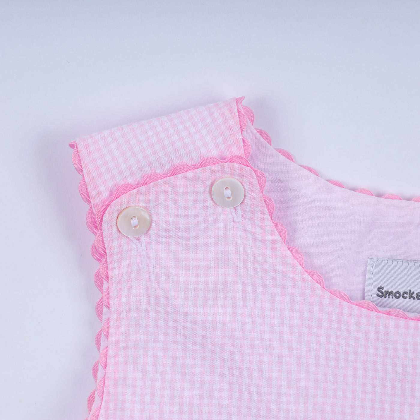 Pink princess hand smocked plaid dress