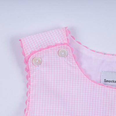 Pink princess hand smocked plaid dress