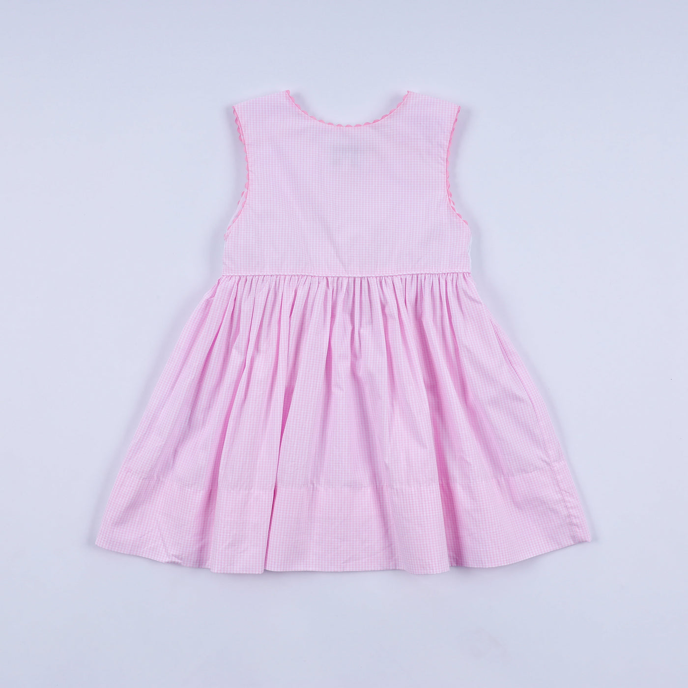 Pink princess hand smocked plaid dress