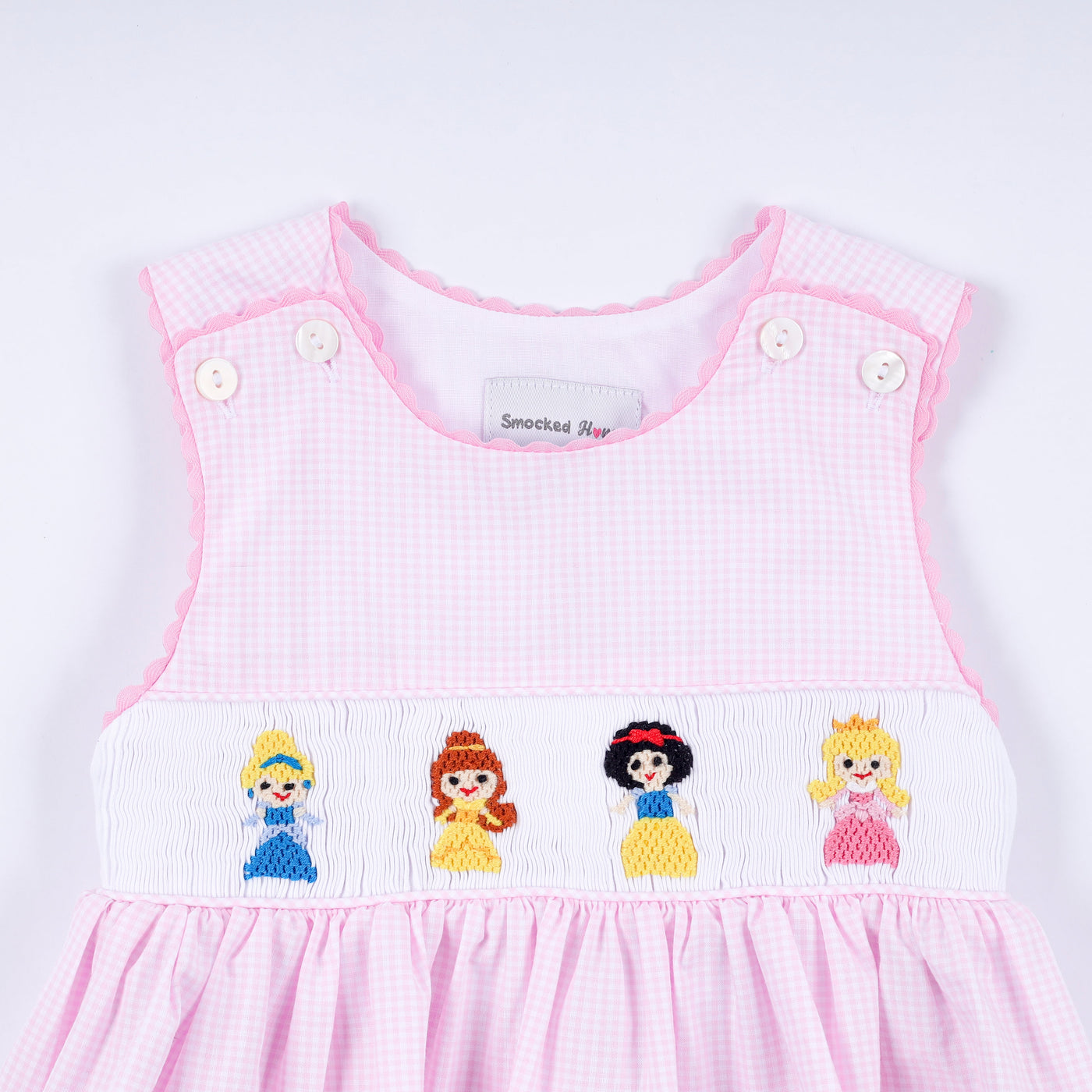 Pink princess hand smocked plaid bloomer set