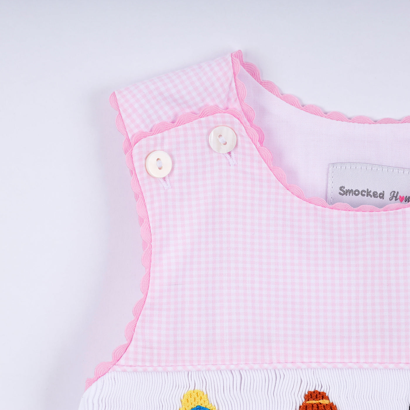Pink princess hand smocked plaid bloomer set