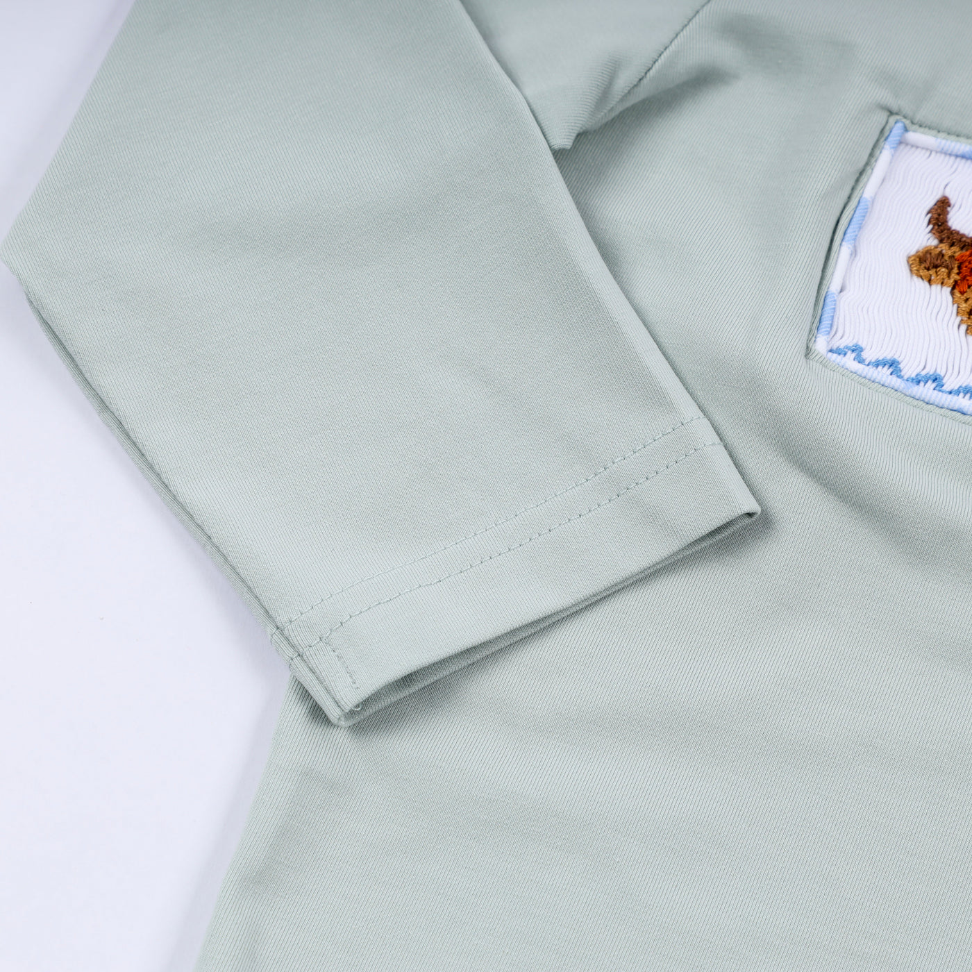 Sage cow hand smocked gingham pants set