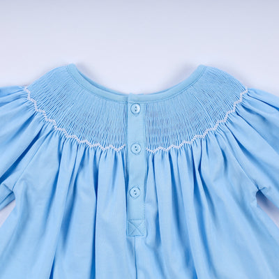 Blue nativity hand smocked bloomer set