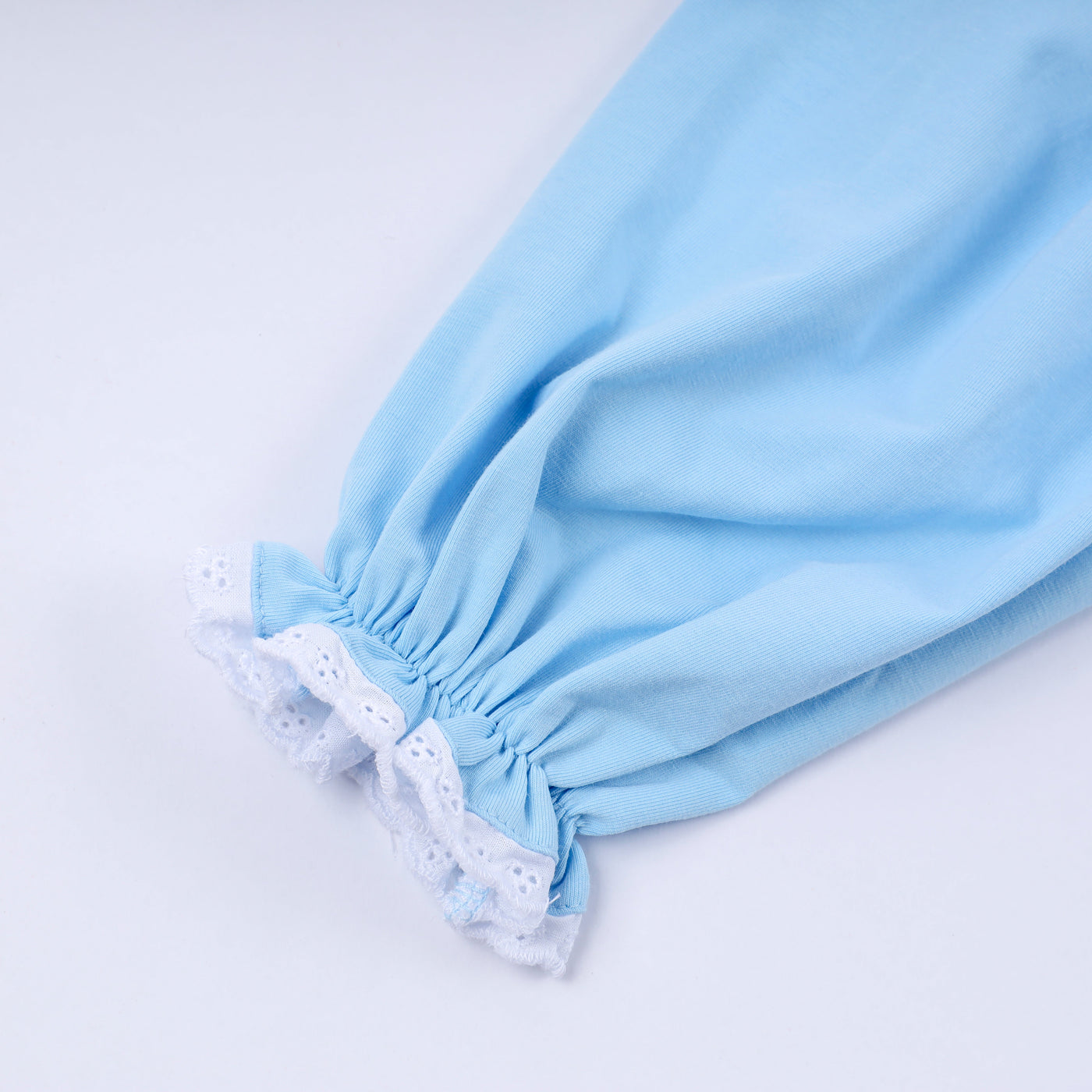 Blue nativity hand smocked ruffle pants set