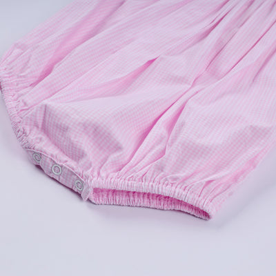 Red character hand smocked plaid ruffle bubble