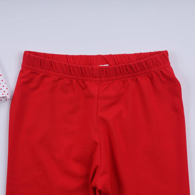 Red gingerbread hand smocked ruffle pants set