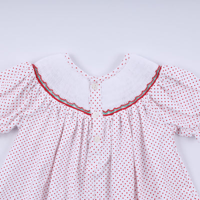 Red gingerbread hand smocked ruffle pants set