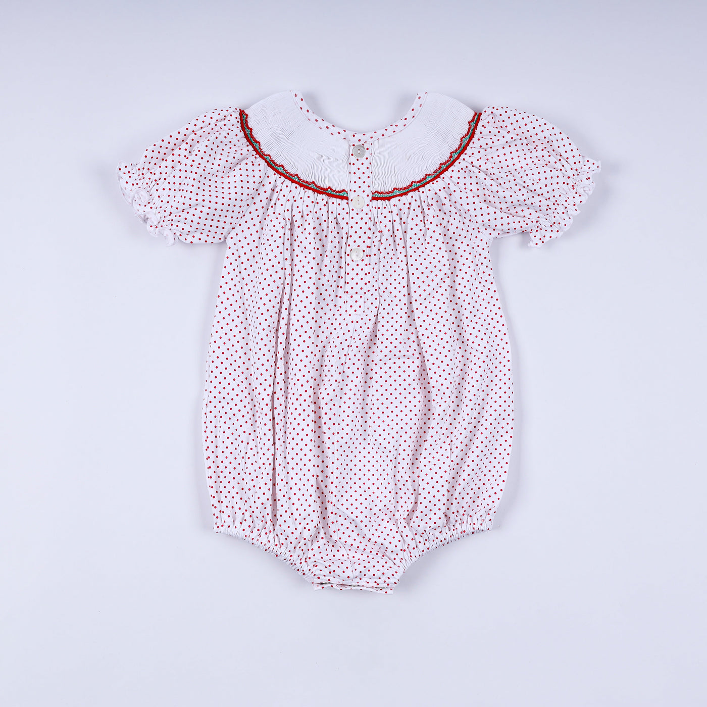 Red gingerbread hand smocked bubble