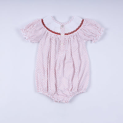 Red gingerbread hand smocked bubble